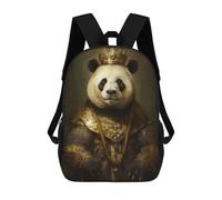 Sinyumoney Anthropomorphic Sea Otter Mochila escolar para niñas y niños, gran capacidad, ligera, para niños y estudiantes, Panda King With A Crown, 17"
