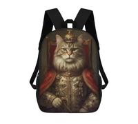 Sinyumoney Anthropomorphic Sea Otter Mochila escolar para niñas y niños, gran capacidad, ligera, para niños y estudiantes, Antropomorphic King Cat, 17"