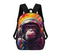 sinyumoney Ape Astronaut in Space Suit-2 Mochila Escolar Infantil De 17 Pulgadas, Impresa En 3D, Estilo Casual, Para Niños, Ideal Para Viajes, Como Mochila Escolar O Para Llevar Libros.