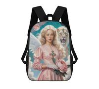 sinyumoney Archangel Ariel with Lion And Peony Mochila Infantil Para Niñas, Mochila Escolar 3D, Mochila Para Niños Pequeños, Mochila Informal De Día, Mochila Escolar De Moda 17inch