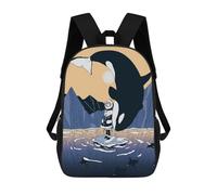 sinyumoney Arctic Encounter Girl And Orca Mochila Infantil Para Niñas, Mochila Escolar 3D, Mochila Para Niños Pequeños, Mochila Informal De Día, Mochila Escolar De Moda 17inch