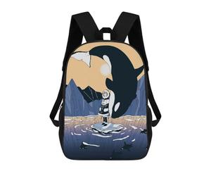 sinyumoney Arctic Encounter Girl And Orca Mochila Ronaldo, Mochila Infantil, Mochila Escolar Para Estudiantes, Mochila Para Libros, Mochila Escolar Impresa En 3D Para Niños Y Niñas, 17inch