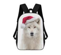sinyumoney Arctic Wolf Wearing A Santa Hat Mochila Infantil Para Niñas, Mochila Escolar 3D, Mochila Para Niños Pequeños, Mochila Informal De Día, Mochila Escolar De Moda 17inch