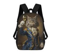 sinyumoney Aristocrat Cat French Style Mochila Escolar Infantil Con Impresión 3D, Mochila Escolar Informal Para Niños De Primaria Y Secundaria 17inch