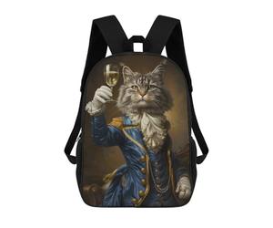 sinyumoney Aristocrat Cat French Style Mochila Escolar Infantil Con Impresión 3D, Mochila Escolar Informal Para Niños De Primaria Y Secundaria 17inch