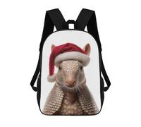 sinyumoney Armadillo Christmas with Santa Hat Portrait Mochilas Infantiles Mochila Escolar Mochila Impresa En 3D Para Niños Mochilas De Viaje Bolsas Para Libros Mochila Escolar Para Niños 17inch