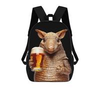 sinyumoney Armadillo with Beer Mochila Escolar Mochila Para Niñas Y Niños Mochilas De Gran Capacidad Mochilas Ligeras Para Niños Y Estudiantes 17inch