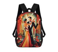 sinyumoney Art Deco Dance Couple Mochila Infantil Para Niñas, Mochila Escolar 3D, Mochila Para Niños Pequeños, Mochila Informal De Día, Mochila Escolar De Moda 17inch