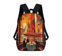 sinyumoney Art Deco Dining Scene Mochila Escolar Infantil Impresa En 3D Para Niños, Mochilas De Viaje, Bolsas Para Libros, Mochila Escolar Infantil 17inch