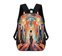 sinyumoney Art Deco Woman Mochila Escolar Infantil Impresa En 3D Para Niños, Mochilas De Viaje, Bolsas Para Libros Para Niños Estudiantes De Primaria 17inch