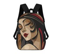 sinyumoney Art Deco Woman Painting Mochila Escolar Infantil Impresa En 3D Mochila De Viaje De Alta Capacidad Bolsas Para Libros Mochila Infantil 17inch