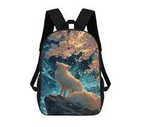 sinyumoney Art Fox Under Cherry Blossom Tree Mochila Escolar Infantil De 17 Pulgadas Con Estampado 3D De Películas De Anime Para Niños, Mochila De Viaje, Mochila Escolar Infantil
