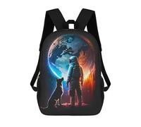 sinyumoney Astronaut And Dog Journey Mochila Con Bolsillo Mochilas Impresas En 3D, Mochilas De Viaje, Mochilas Para Libros, Mochila Escolar Para Niños 17inch