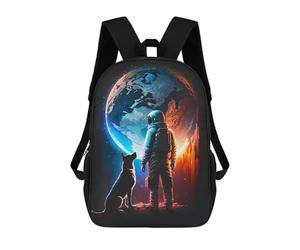 sinyumoney Astronaut And Dog Journey Mochila Escolar Impermeable Para Ordenador, Ideal Para El Campus, Actividades Al Aire Libre, Viajes Y Deportes 17inch
