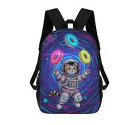 sinyumoney Astronaut Cat Juggling Donuts in Space Mochila Escolar Mochilas Escolares Para Niñas Y Niños Mochila Con Bolsillo Mochila Escolar De Moda Para Niños 17inch