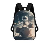 sinyumoney Astronaut Drummer on The Moon -1 Mochilas Escolares Impresas En 3D, Mochila Escolar Informal Para Niños, Mochila Escolar De Moda Para Estudiantes De Secundaria 17inch