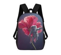 sinyumoney Astronaut Floating with Giant Flower Mochila Escolar Impresa En 3D 17inch Mochilas De Moda Para Niños, Mochilas Escolares Para Niños De Primaria Y Secundaria