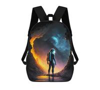 sinyumoney Astronaut Gazing at Earth from Lava Tunnel Mochila Escolar Infantil Impresa En 3D Para Niños, Mochilas De Viaje, Bolsas Para Libros Para Niños Estudiantes De Primaria 17inch