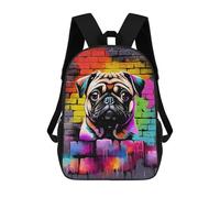 Sinyumoney Astronaut in Alien World Mochila Niño, Mochila Impresa 3D Para Niños Y Adolescentes, Aesthetic Pug Dog Graffiti, 17"
