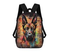Sinyumoney Astronaut in Alien World Mochila Niño, Mochila Impresa 3D Para Niños Y Adolescentes, Belgian Malinois Graffiti, 17"