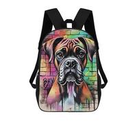 Sinyumoney Astronaut in Alien World Mochila Niño, Mochila Impresa 3D Para Niños Y Adolescentes, Boxer Dog Graffiti, 17"