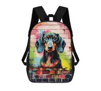 Sinyumoney Astronaut in Alien World Mochila Niño, Mochila Impresa 3D Para Niños Y Adolescentes, Dachshund Dog Graffiti, 17"
