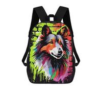 Sinyumoney Astronaut in Alien World Mochila Niño, Mochila Impresa 3D Para Niños Y Adolescentes, Shetland Sheepdog Graffiti, 17"