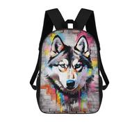 Sinyumoney Astronaut in Alien World Mochila Niño, Mochila Impresa 3D Para Niños Y Adolescentes, Siberian Husky Graffiti, 17"