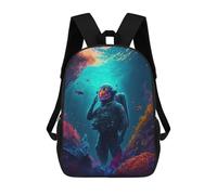 sinyumoney Astronaut in An Underwater Paradise Mochila Escolar Para Niñas Mochila Impermeable Mochila Informal De Día Mochila Ligera Para Niño Y Niña Mochila Escolar 17inch