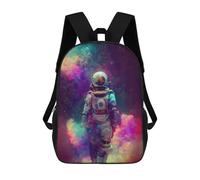 sinyumoney Astronaut in Colorful Space -2 Mochila Escolar Para Niños Mochila Escolar Impresa En 3D Mochila Escolar De Moda Para Niños De Primaria Y Secundaria 17inch