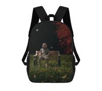 sinyumoney Astronaut on Bench with Moon Mochila Escolar Ligera Para Aeropuerto, Estudiantes Universitarios, Mochila Para Niños/niñas/adolescentes 17inch