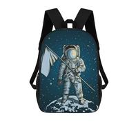 sinyumoney Astronaut on The Moon with Flag Mochilas Escolares Para Niños Y Niñas, Mochilas Deportivas Informales Para Primaria, Mochilas De Gran Capacidad Para Libros 17inch