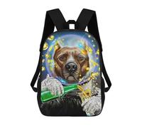 sinyumoney Astronaut Pit Bull Dog Mochila Escolar Para Niñas Y Niños, Mochilas De Gran Capacidad, Mochilas Ligeras Para Niños Y Estudiantes 17inch
