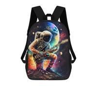 sinyumoney Astronaut Playing Guitar in Space -6 Mochila Escolar Para Niños Mochila Escolar Impresa En 3D Mochila Escolar De Moda Para Niños De Primaria Y Secundaria 17inch