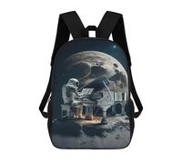 sinyumoney Astronaut Playing Piano on The Moon -1 Mochila Escolar Infantil Impresa En 3D Para Niños, Mochilas De Viaje, Bolsas Para Libros Para Niños Estudiantes De Primaria 17inch
