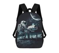 sinyumoney Astronaut Playing Piano on The Moon -2 Mochila Escolar Infantil Impresa En 3D, Mochila Informal De Moda Para Niños, Mochila De Viaje De Alta Capacidad Para Libros Para Niños 17inch
