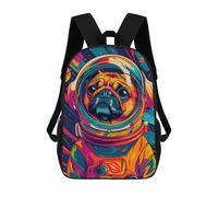 sinyumoney Astronaut Pug Space Animal Mochila Escolar Infantil De 17 Pulgadas, Impresa En 3D, Estilo Casual, Para Niños, Ideal Para Viajes, Como Mochila Escolar O Para Llevar Libros.