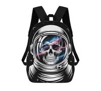 sinyumoney Astronaut Skull with Galaxy Reflection Mochilas Informales Para Niños, Mochila Escolar Para Adolescentes, Niñas Y Niños, Mochilas Para Libros 17inch