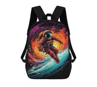 sinyumoney Astronaut Surfing Cosmic Wave Mochila Escolar Infantil De 17 Pulgadas, Mochila Escolar Impresa En 3D Para Niños De Primaria Y Secundaria