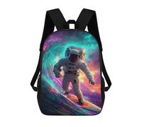 sinyumoney Astronaut Surfing in Space-3 Mochila Mochila Informal Para El Día A Día, Para La Escuela, El Trabajo Y Los Viajes Para Hombres, Mujeres Y Adolescentes 17inch