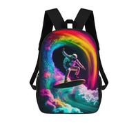 sinyumoney Astronaut Surfing Rainbow Wave -2 Mochila Escolar Infantil Impresa En 3D Para Niños, Mochilas De Viaje, Bolsas Para Libros, Mochila Escolar Infantil 17inch