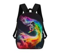 sinyumoney Astronaut Surfing Rainbow Wave Mochilas Infantiles Impresas En 3D, Mochilas De Moda Informales, Mochilas De Viaje Bonitas, Mochilas Informales Para Exteriores Para Niños Y Niñas 17inch