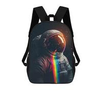 sinyumoney Astronaut with Rainbow Lights Mochila Escolar Grande Resistente Al Agua Para Portátil Para Niñas Y Adolescentes 17inch