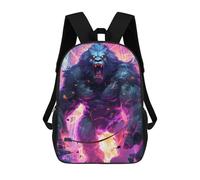 sinyumoney Astronauta in Space -26 Mochila Escolar, Mochila De Papelería De Moda Mochila Impermeable Casual Para Hombres, Mujeres Y Adolescentes, Rampaging Beast in Neon Cityscape, 17"