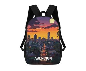 sinyumoney Asuncion, Paraguay Cityscape at Night Mochila Infantil De Moda Divertida Mochila Escolar Para Niños Y Adolescentes Con Impresión 3D Para Niños 17inch