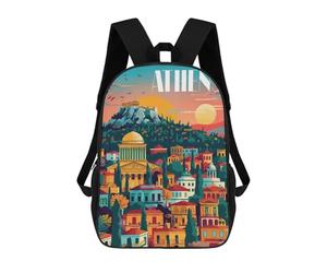 sinyumoney Athens Sunset Mochila Escolar Infantil, Mochilas Impresas En 3D, Mochilas Escolares De Moda Para Niños De Primaria Y Secundaria 17inch