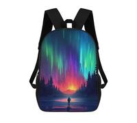 sinyumoney Aurora Borealis Night Scene Mochila Escolar Infantil De 17 Pulgadas, Impresa En 3D, Estilo Casual, Para Niños, Ideal Para Viajes, Como Mochila Escolar O Para Llevar Libros.