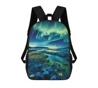 sinyumoney Aurora Borealis Over Rocky Landscape Mochila Infantil Para Niñas, Mochila Escolar 3D, Mochila Para Niños Pequeños, Mochila Informal De Día, Mochila Escolar De Moda 17inch
