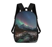 sinyumoney Aurora Borealis Over Snowy Mountains Mochila Escolar Infantil Impresa En 3D 17inch Mochilas De Moda Para Niños De Primaria Y Secundaria