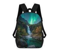 sinyumoney Aurora Borealis Waterfall Mochilas Para Niños 17inch Mochila Escolar Mochila Escolar Impresa En 3D Para Niños De Primaria Y Secundaria